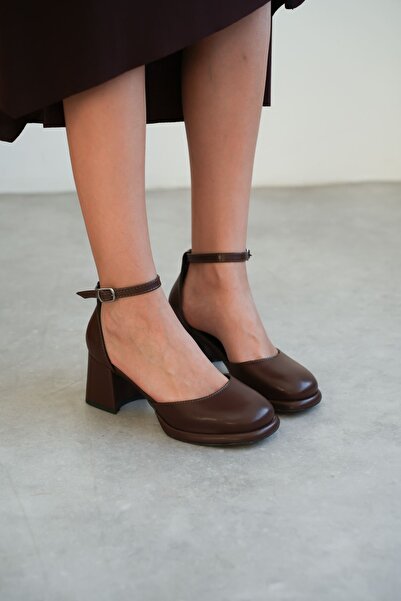 MODAADAM Γυναικεία παπούτσια με τακούνι σε καφέ χρώμα - Penida