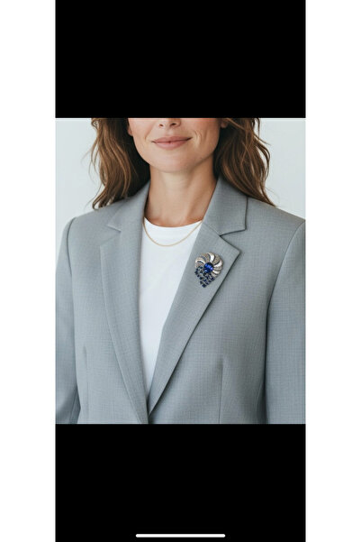 Atelier Licia Mavi Taşlı Işıltılı Vintage Broş