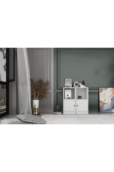 Nettrends 2 Kapaklı Raflı Kitaplık 65 Cm Beyaz Ktp-1190-ç