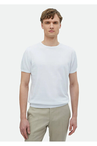 Ramsey Білий велосипедний комір, прямий в'язаний, 100% бавовна, трикотаж