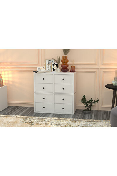 Nettrends Dolaplı Çekmeceli Şifonyer Beyaz 65 Cm Şfn