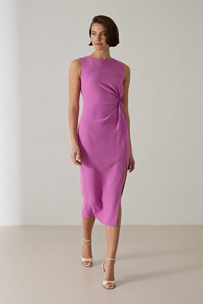 Setre Φόρεμα με λεπτομέρεια με σχισμή από ξηρό τριαντάφυλλο, μήκους μίντι, φαρδιά εφαρμογή