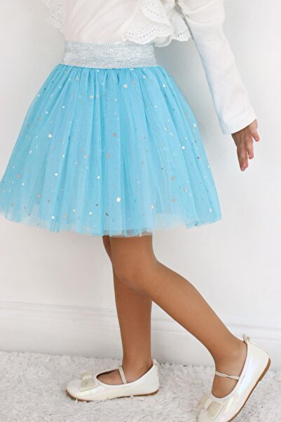 Breeze Fusta tutu pentru fetiță cu model stea argintie și lună 5-10 ani, albastru