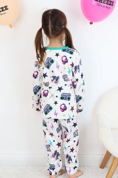 Breeze Дівчачий піжамний комплект з музичним мотивом і зірковим візерунком, 4-8 років, екрю
