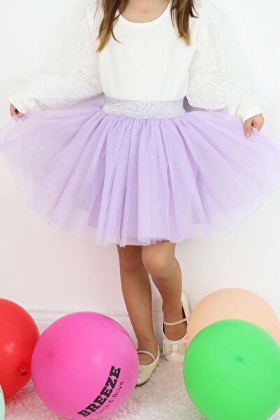 Breeze Lilac Colored Girl's Tutu Waist Case Elastic Skirt, Age Range 5-10