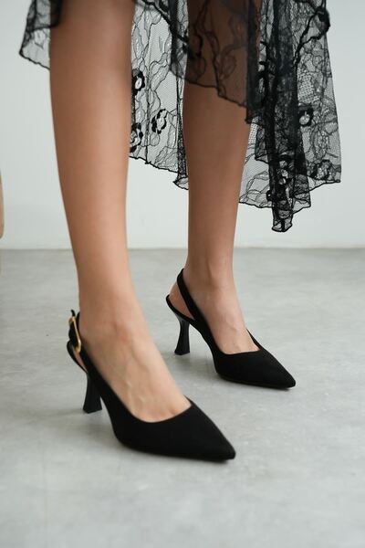 MODAADAM Чорні замшеві жіночі туфлі Ovis на гострих підборах