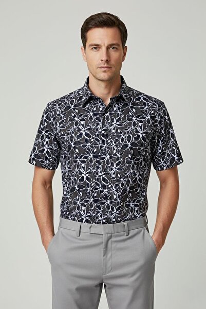 Sabri Özel Desenli Erkek Gömlek Haki