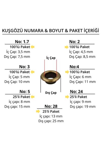 ipekbazaar Eyelet Insertion Mold 1 Set, No: 1.7 |   2 |   3 |   4 |   5 |   24 |   28 Options