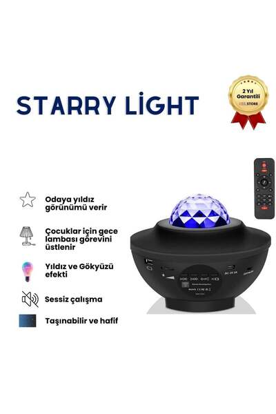 Genel Markalar Starry Projektör Bluetooth Hoparlör Gece Lambası RGB Led Işıklı Parti Hoparlörü Speaker
