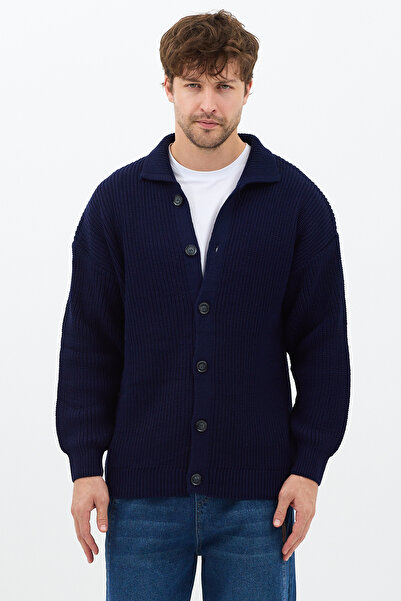 Tarz Cool Світло-синій кардиган з ґудзиками, прямий крій