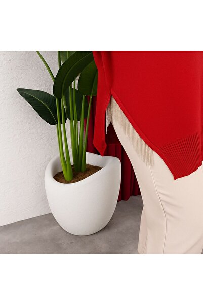 Sfg Life Moda Stone Detailed Crew Neck Slit Oversize Knitwear Tunic - Balloon Sleeve