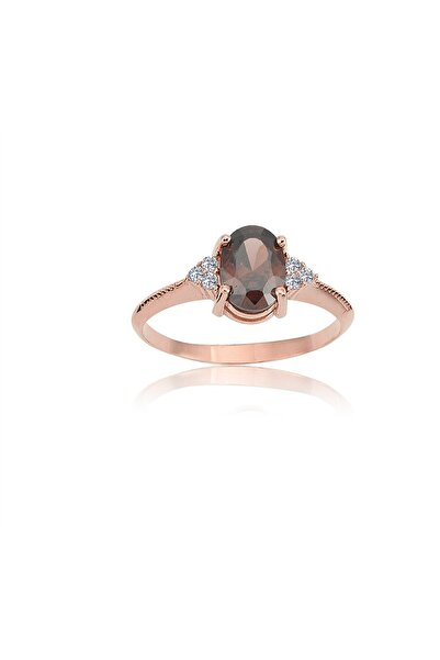 FasekGold Gümüş Yüzük - 1.20 CT Smoky Taşlı Tektaş Evlilik Teklifi 925 Ayar G...