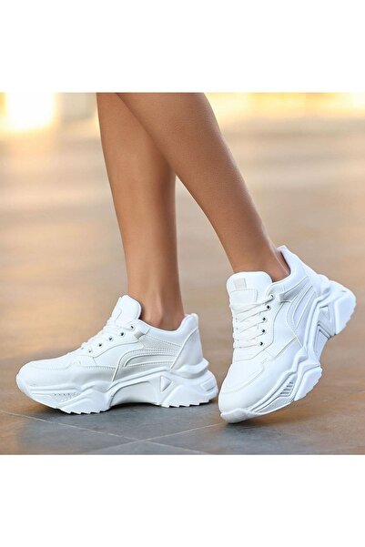 FLORİN Pantofi de damă Afilli, alb, cu talpă groasă, plimbare zilnică, antren...