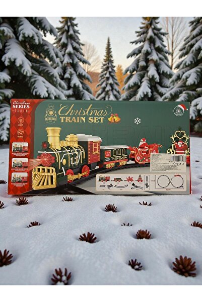 OEM Christmas electric train set with lights and music, toy with Santa's sleigh and tree, for children