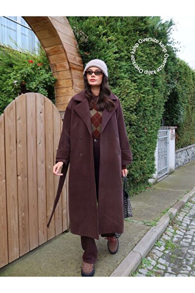 ESRAHELVACI Παλτό Premium Blend από μάλλινο μείγμα Bitter Brown