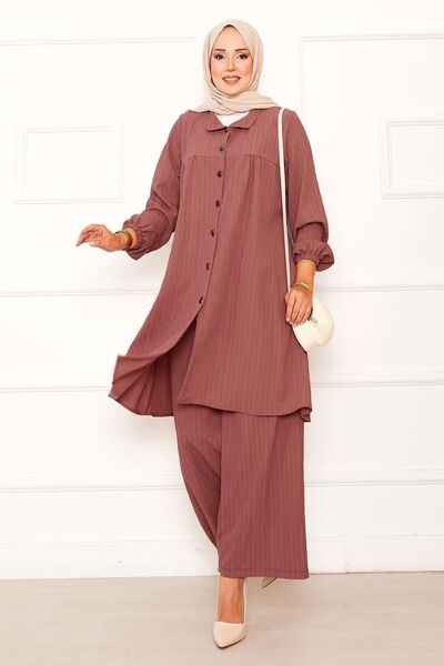 EBRUTESETTÜR Roba Detailed Full-Length Buttoned Double Suit Tile