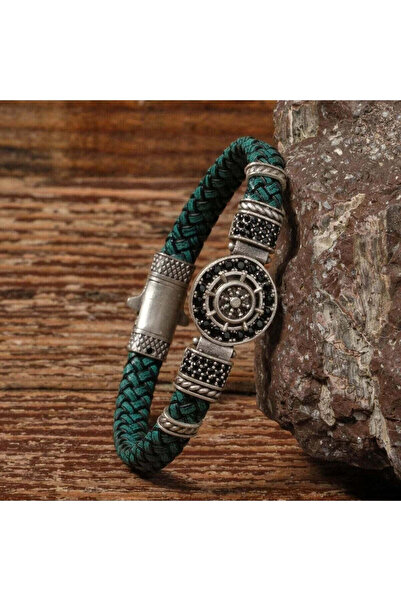 SUMRA سوار مصنوع يدويًا من الجلد الطبيعي والنحاس مع مشبك قفل SPF-P-022