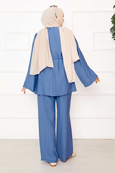 EBRUTESETTÜR Beli Tunnel Belted Kimono Double Set Blue