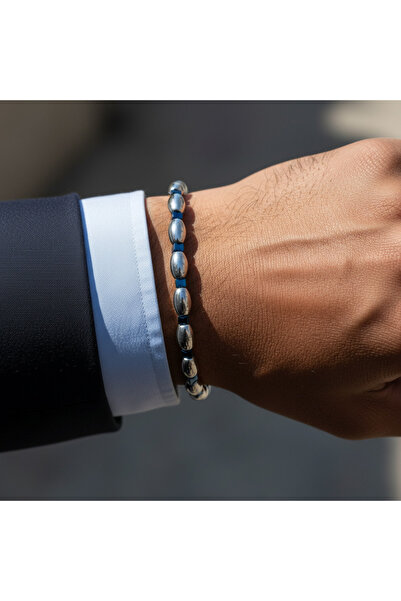 SUMRA سوار من الحجر الطبيعي المعتمد من الهيماتيت ماكرامي SPF-A-094