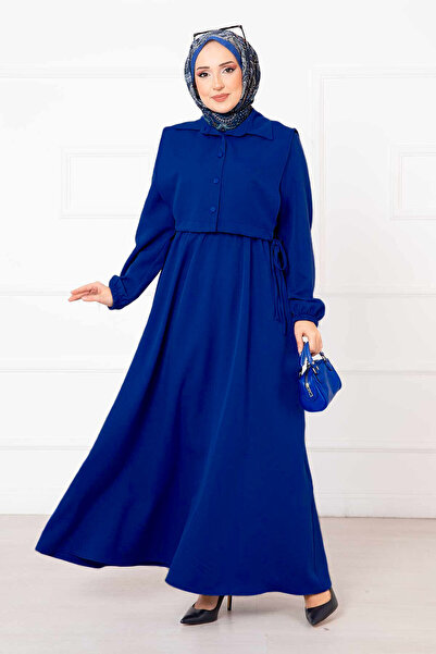 EBRUTESETTÜR طقم فستان بوليرو تيسيتير أزرق بلون الكوبالت