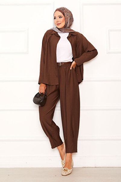EBRUTESETTÜR طقم بنطلون شالوار مريح باللون البني