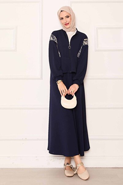EBRUTESETTÜR Garni Detailed Cropl Skirt Suit Navy Blue
