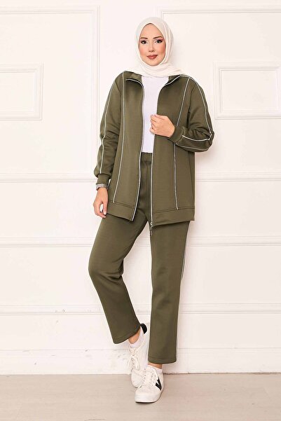 EBRUTESETTÜR Piped Detail Double Suit Khaki