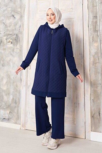 EBRUTESETTÜR طقم مبطن طقم فيست ثلاثي باللون الأزرق الداكن