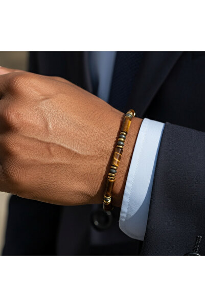 SUMRA سوار من حجر عين النمر والحجر الطبيعي الهيماتيت SPF-A-038