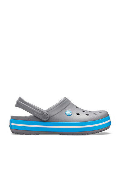 Crocs Tmavě šedé unisex crocband Edge modré a bílé pruhované pantofle
