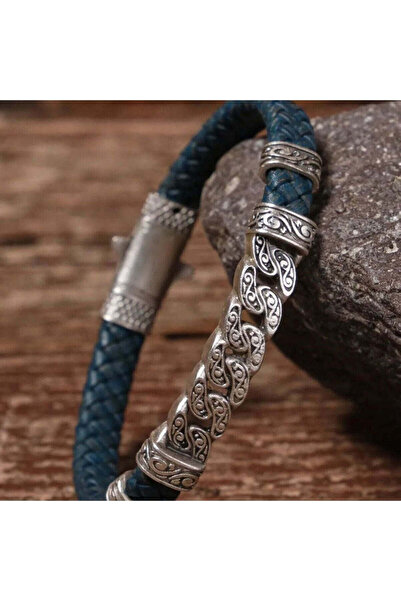 SUMRA سوار مصنوع يدويًا من الجلد الطبيعي والنحاس مع مشبك قفل SPF-P-002