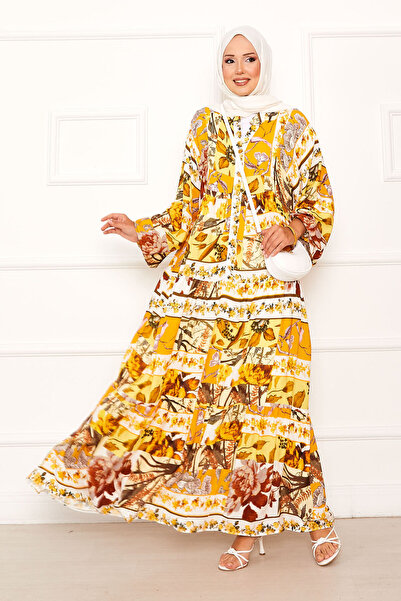 EBRUTESETTÜR Floral Patterned Viscose Dress Yellow