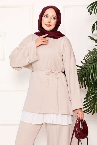 EBRUTESETTÜR Soft Tunic with Folded Sleeves and Belt