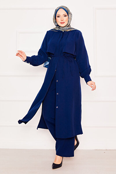 EBRUTESETTÜR طقم تونيك محتشم مزدوج من أومزو ألييري باللون الأزرق الداكن