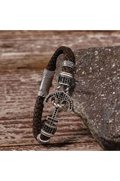 SUMRA سوار مصنوع يدويًا من الجلد الطبيعي والنحاس مع مشبك قفل SPF-P-007