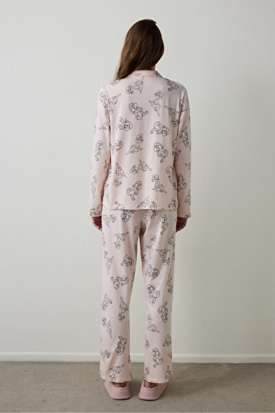 Penti Light Pink Lola Bunny Shirt Collar Cotton Long Sleeve Pajama Set