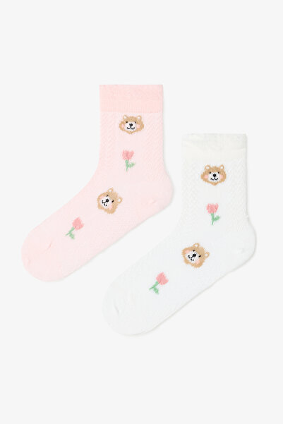 Penti 2-teilige Baumwollsocken mit Bärenmuster für Mädchen