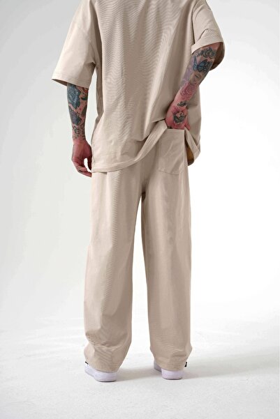 Machinist Ανδρικό Basic oversized φαρδύ παντελόνι αθλητικό ανοιχτό μπεζ