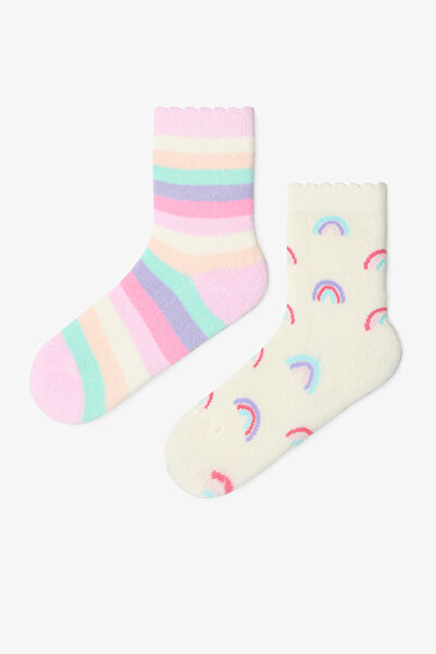 Penti 2-teilige Socken aus Baumwolle mit Cutiepie-Regenbogenmuster für Mädchen