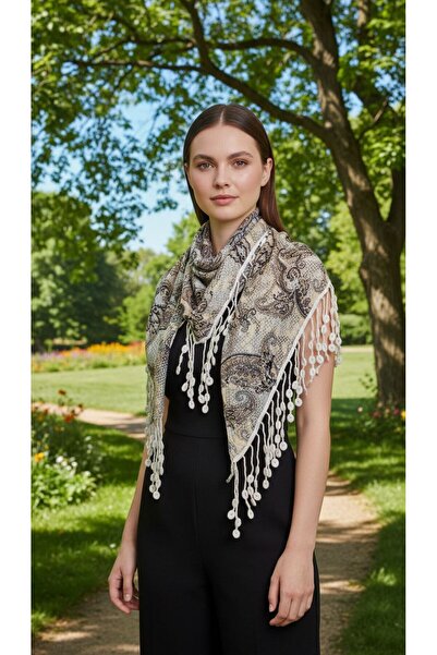 Gönülden Tasarım Double Sided Patterned Tassel Women's Scarf Shawl 155X55 cm