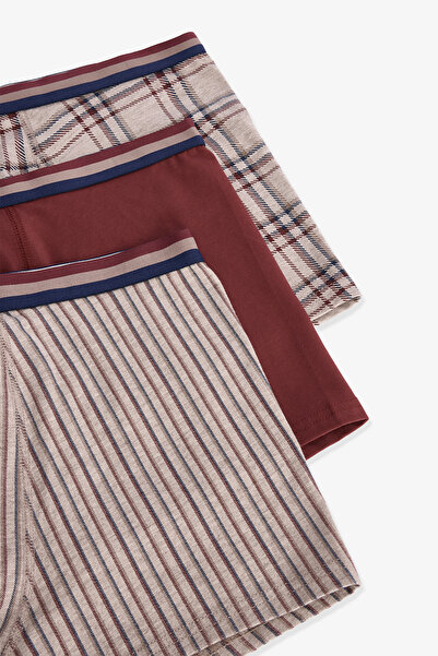 Penti Καφέ ανδρικά καρό μπόξερ με κανονική μέση, βιολογικά, 3 τεμαχίων