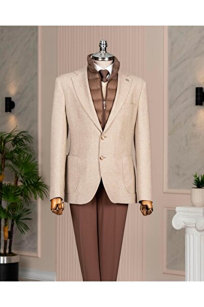 TerziAdemAltun Italian style s Slim Fit patterned quilted turn-down collar ba...