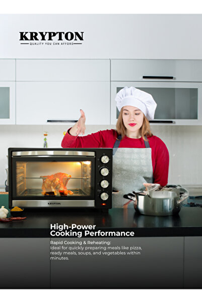 KRYPTON Electric Oven, 48L Capacity, 4 Heating Modes, Timer, Rotisserie, Auto Shut-Off Ideal for Baking
