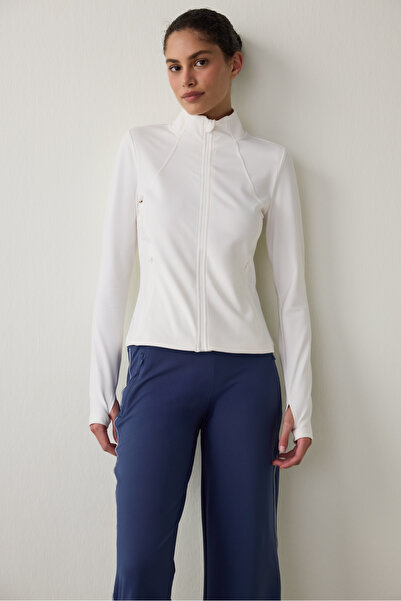 Penti White Thermal Effect Zippered Mock Neck Jacket