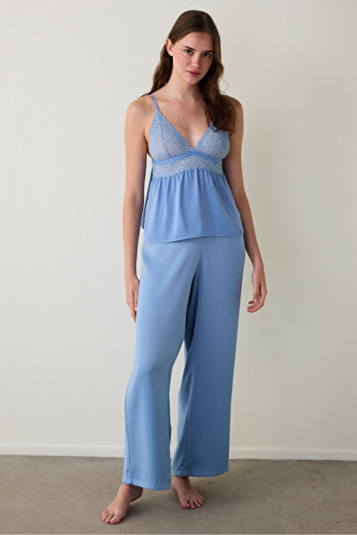 Penti Πιτζάμες με φαρδύ πόδι Blue Luna Satin