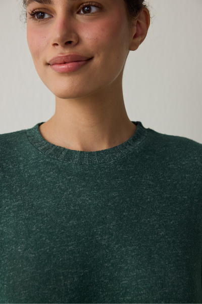 Penti Dark Green Coziness Crew Neck Long Sleeve Pajama Set