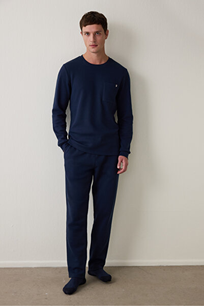 Penti Navy Blue Men's Pajama Set with Pockets