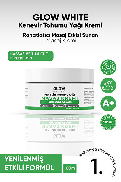 GLOW WHITE Kenevir Tohumu Yağlı Rahatlatıcı Masaj Kremi 100 ml – Kas ve Cilt ...