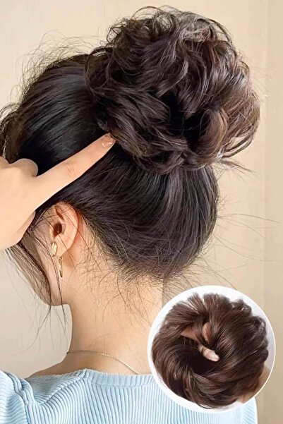 TAKIŞTIR Brown Messy Bun Effect Buckle