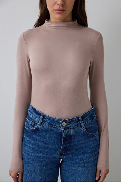 Penti Beige Half Turtleneck Slim Fit Long Sleeve Knitwear Top